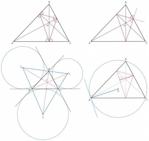 В остроугольном треугольнике ABC точки H, I, O — ортоцентр и центры вписанной и описанной окружности
