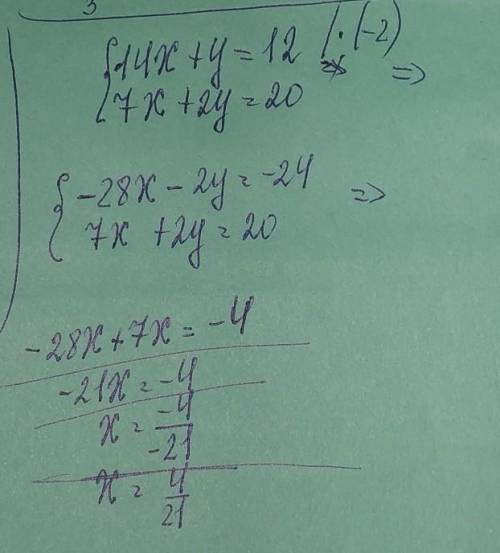 1) 14x+y=12, 7x+2y = 20;3) 4у-х=11 5х-2у=175)х+у=7 9у-2х=-25​