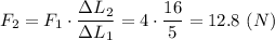 F_2= F_1\cdot \dfrac{\Delta L_2}{\Delta L_1} = 4 \cdot \dfrac{16}{5} = 12.8~(N)