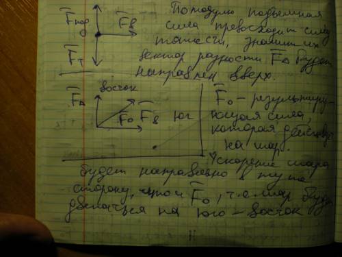 На повітряну кулю масою 100 кг діє підйомна сила F П =10 3 Н та сила вітру з півночі F В =20 Н. Визн