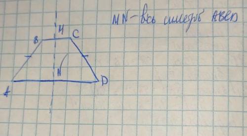 Вкажіть вісь симетрії рівнобічної трапеції abcd?​