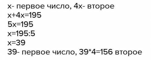 Сума двох чисел дорівнює 50, одне число х, а друге у 4 рази менше