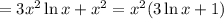 =3x^2 \ln x+ x^2= x^2(3\ln x+1)