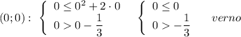 (0;0):\ \left\{\begin{array}{l}0\leq 0^2+2\cdot 0\\00-\dfrac{1}{3}\end{array}\right\ \ \left\{\begin{array}{l}0\leq 0\\0-\dfrac{1}{3}\end{array}\right\ \ \ verno