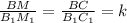 \frac{B M}{B_1M_1} =\frac{BC}{B_1C_1} =k