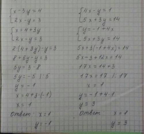 Ришите систему уравнений методом подстановки - (смотри картинку)​