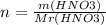 n = \frac{m(HNO3)}{Mr(HNO3)}