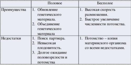 Сравнение бесполого и полового размножения Признаки Бесполое размножение Половое размножение Количес