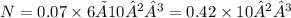 N = 0.07 \times 6×10²³ = 0.42 \times 10²³