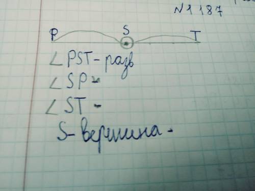 Начертите прямую PS и ST так чтобы эти лучи были дополнительными. Обозначьте обозначьте полученные р