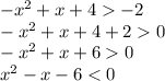 -x^2+x+4 -2\\-x^2+x+4+20\\-x^2+x+60\\x^2-x-6