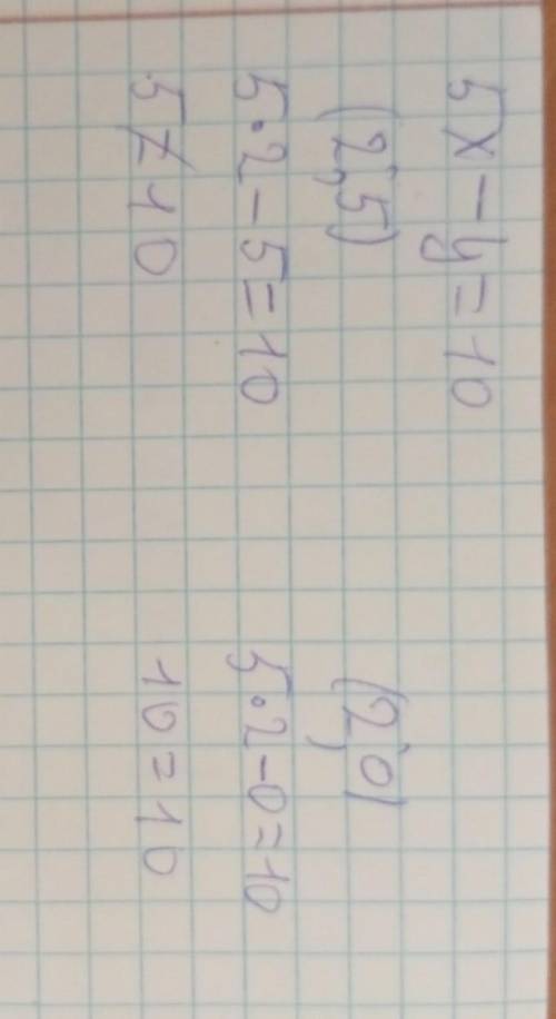 5. Какая из пар чисел (2; 5), (2; 0) является решением уравнения 5х - y=10? 2бнадо прямо сейчас!.​