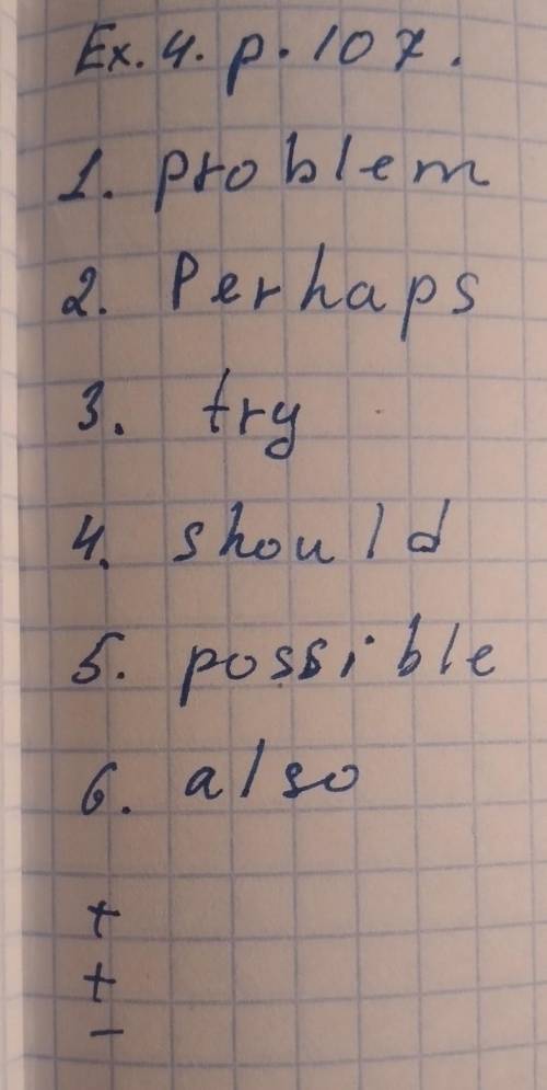 4 Complete the sentences with the words in the box.also should try problempossible Perhaps1 I think