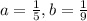 a=\frac{1}{5} ,b=\frac{1}{9}