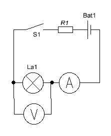 Начертите схему электрической цепи, состоящей из батарейки, ключа, резистора, лампы, амперметра и во