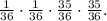 \frac{1}{36}\cdot\frac{1}{36}\cdot\frac{35}{36}\cdot \frac{35}{36}.