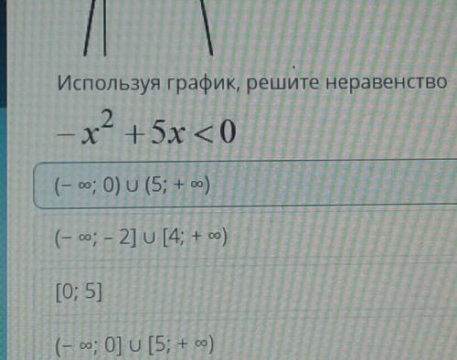 На рисунке изображен график функции y=-x²+5х Используя график, решите неравенство -x² + 5х <0 ​