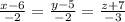 \frac{x - 6}{-2} =\frac{y - 5}{-2} =\frac{z +7}{-3}