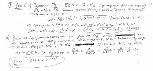 2.Дан куб MNPQM1n1p1q1 ребро которого равно а) Найдите |PQ+NP1| б) Угол между прямой NQ! и плоскост