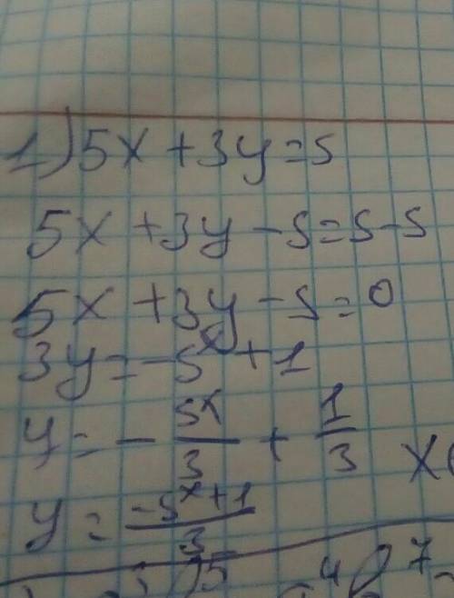 Решить графическим 5x+3y=5 8x-3y=8 ❤
