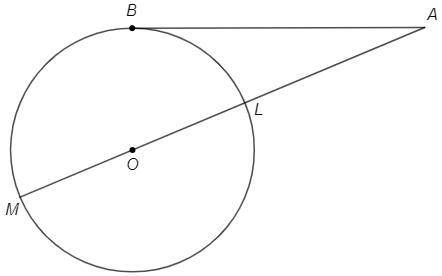 решите К окружности с центром в точке O проведены касательная AB и секущая AO (B - точка касания). О