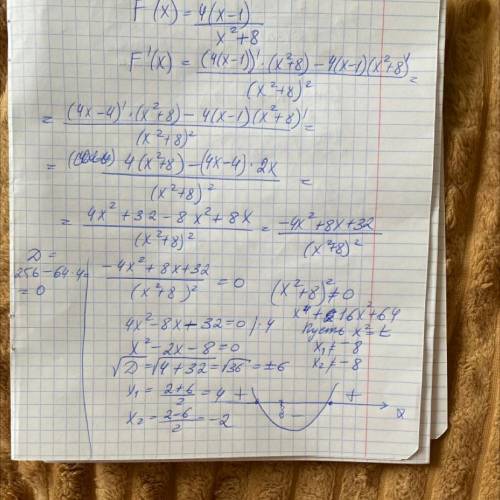 Исследовать функцию, построить график F(X)=4(x-1)/x^2+8