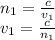 n_{1} =\frac{c}{v_{1}}\\v_{1}=\frac{c}{n_{1}}