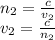 n_{2} =\frac{c}{v_{2}}\\v_{2}=\frac{c}{n_{2}}