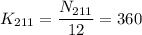 K_{211}=\dfrac{N_{211}}{12} =360