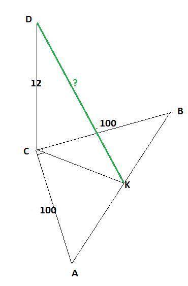 7. Катеты прямоугольного равнобедренного треугольника ABC равны 10 дм. Из вершины прямого угла спров