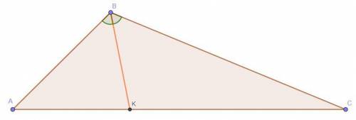 Відрізок ВК бісектриса трикутника АВС. АВ = 10 см. ВС =15 см АС = 18см знайти відрізки AК і КС ​