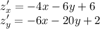 \displaystyle z'_x=-4x-6y+6\\z'_y=-6x-20y+2