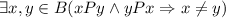 \exists x, y\in B (xPy\wedge yPx \Rightarrow x\neq y)