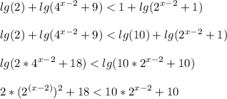 \displaystyle lg(2)+lg(4^{x-2}+9)