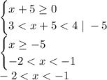 \begin{cases} x+5\geq 0\\3