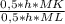 \frac{0,5*h*MK}{0,5*h*ML}