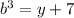b^3=y+7
