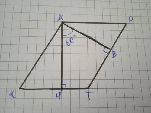 кут між двома висотами паралелограма проведеними з вершини тупого кута дорівнює 60 градусів знайти к