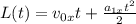 L(t) = v_{0x}t + \frac{a_{1x}t^{2} }{2}