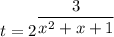 t=2^{\dfrac{3}{x^2+x+1}}