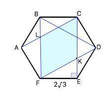 В раностороннем шестиугльнике ABCDEF проведены диагонали AC CE BF FD пересекаются в точках L и K есл