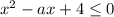 x^2-ax+4\le0