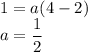 1=a(4-2)\\a=\dfrac{1}{2}