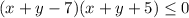 (x+y-7)(x+y+5)\leq 0