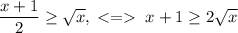 \dfrac{x+1}{2}\ge\sqrt{x},\;\;x+1\ge2\sqrt{x}