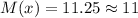 M(x)=11.25\approx11