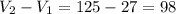 V_2-V_1=125-27=98