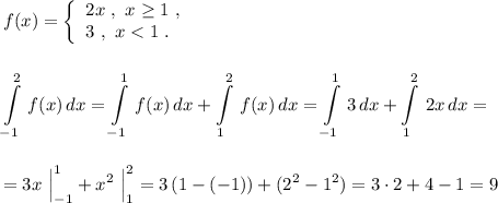 f(x)=\left\{\begin{array}{l}2x\ ,\ x\geq 1\ ,\\3\ ,\ x