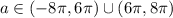 a\in(-8\pi,6\pi)\cup(6\pi,8\pi)