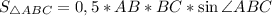 S_{\bigtriangleup ABC} = 0,5 * AB * BC * \sin\angle ABC